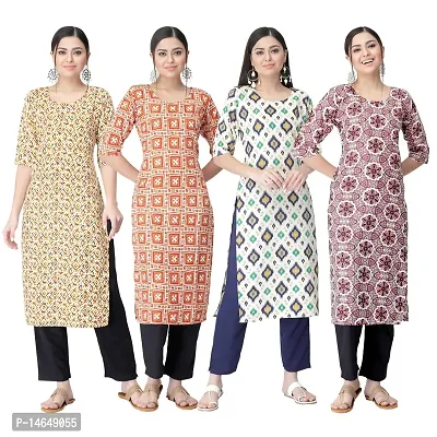 New Crepe Combo Printed Kurtis For Women Pack Of 4-thumb0