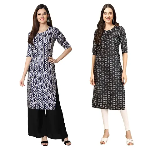 Stylish Digital Woman Crepe Kurtis Pack of 2