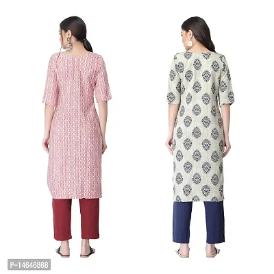 Attarctive Crepe Printed Straight Kurti Combo For Women Pack Of 2-thumb2