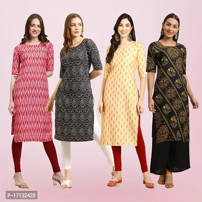 Women Stylish Crepe Printed Straight Kurta