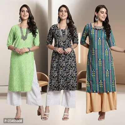 Fancy Rayon Kurtis For Women Pack Of 3-thumb0