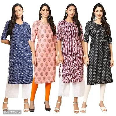 Stylish Multicoloured Crepe Stitched Kurta For Women Pack of 4-thumb0