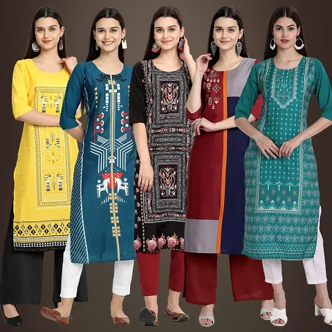 Stylish Fancy Crepe Kurtis - Pack Of 5