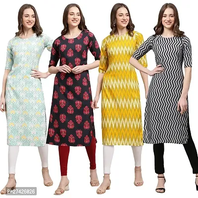 Stylish Multicoloured Crepe Stitched Kurta For Women Pack of 4-thumb0