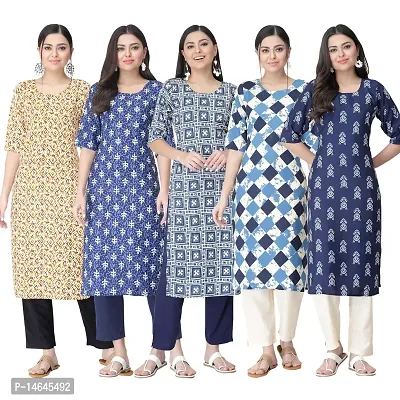 New Crepe Printed Kurtis Combo For Women Pack Of 5