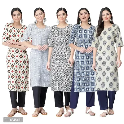 New Crepe Printed Kurtis Combo For Women Pack Of 5