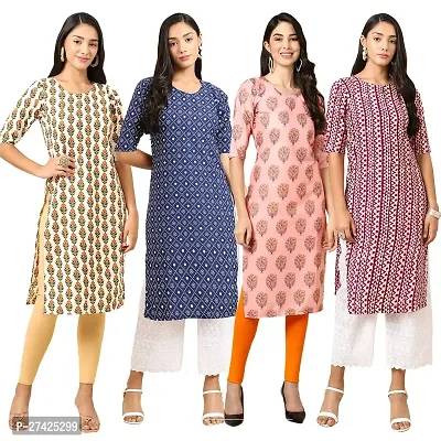 Stylish Multicoloured Crepe Stitched Kurta For Women Pack of 4-thumb0