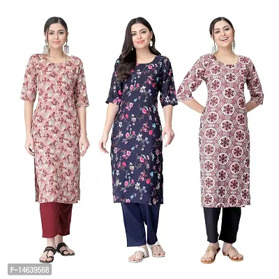 New Crepe Combo Printed Kurtis For Women Pack Of 3