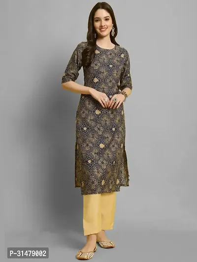 Stylish Crepe Printed Straight Kurta With Pant Set For Women-thumb2