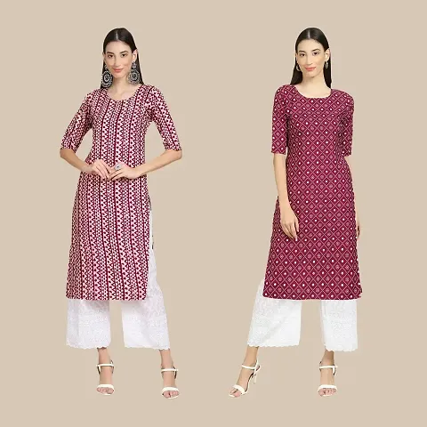 Stylish Crepe Straight Kurta For Women- Pack Of 2