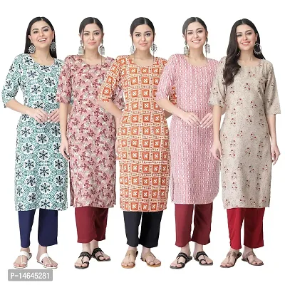 New Crepe Printed Kurtis Combo For Women Pack Of 5