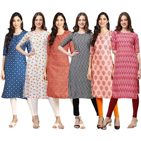 Trendy Crepe Digital Straight Kurta For Women ( Pack Of )