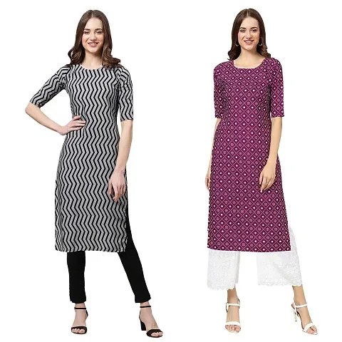 Stylish Crepe Printed Kurti - Pack of 2