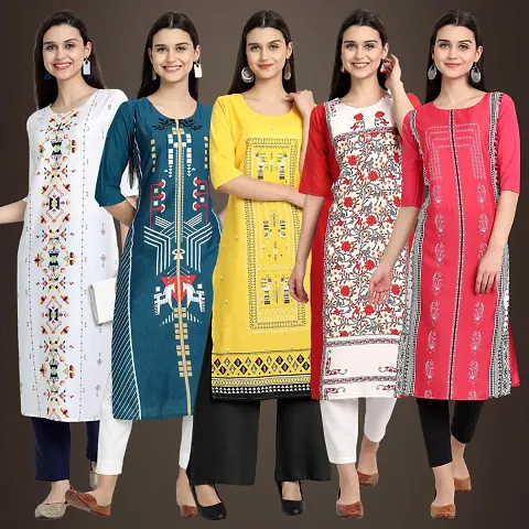 Fancy Crepe Kurtis For Women Pack Of 5