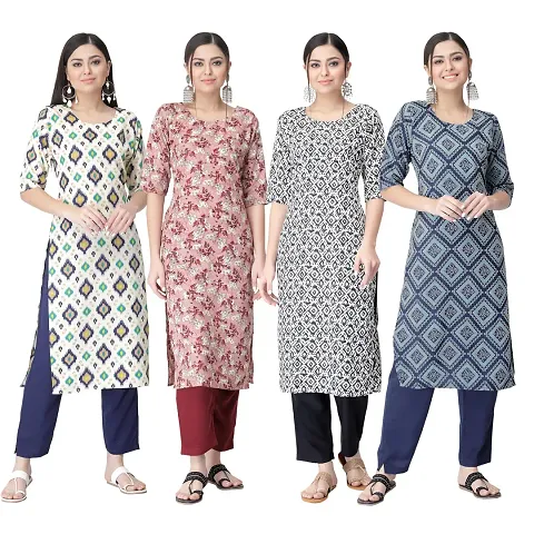 Trendy Crepe Kurta For Women- Combo Of 4