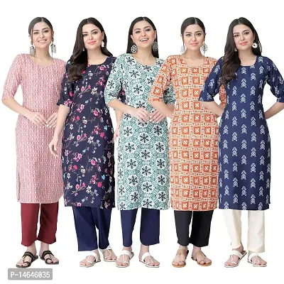 New Crepe Printed Kurtis Combo For Women Pack Of 5-thumb0