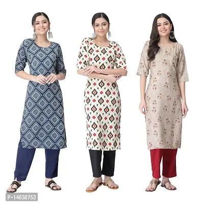 New Crepe Combo Printed Kurtis For Women Pack Of 3