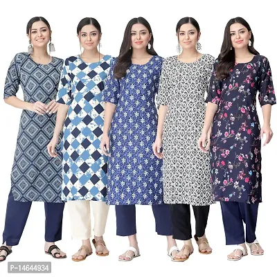 New Crepe Printed Kurtis Combo For Women Pack Of 5-thumb0