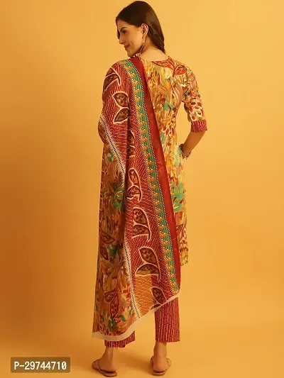 Stylish Multicoloured Crepe Printed Kurta Bottom and Dupatta Set For Women-thumb3