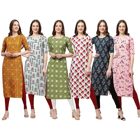 Stylish Crepe Printed Kurti - Pack of 6