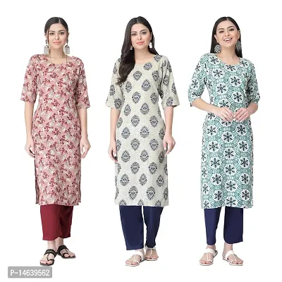 New Crepe Combo Printed Kurtis For Women Pack Of 3