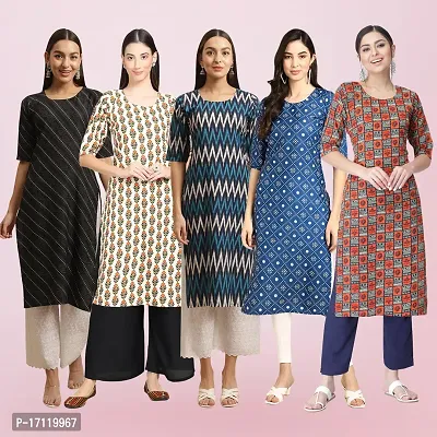 Women Stylish Crepe Printed Straight Kurta