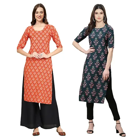 Stylish Crepe Digital Kurta For Women- Pack Of 2