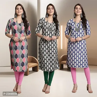 Fancy Rayon Kurtis For Women Pack Of 3-thumb0