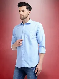 Reliable Blue Cotton Solid Long Sleeves Formal Shirt For Men-thumb1