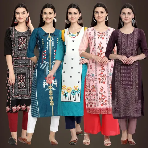 Fancy Crepe Kurtis For Women Pack Of 5