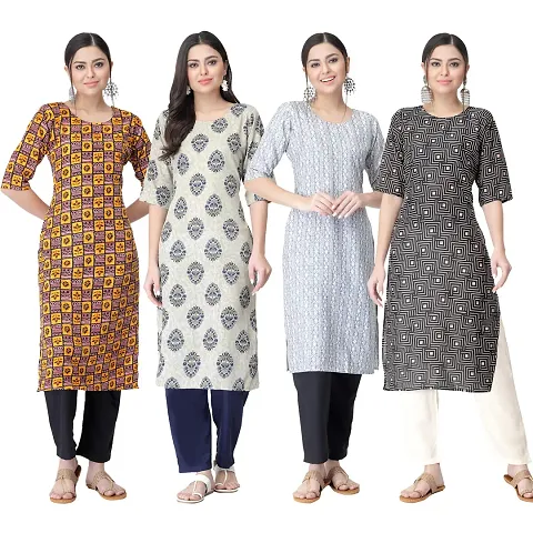 Crepe Combo Printed Kurtis For Women Pack Of 4 Vol 8