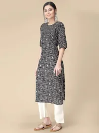 Straight Black Printed Crepe Kurta-thumb1