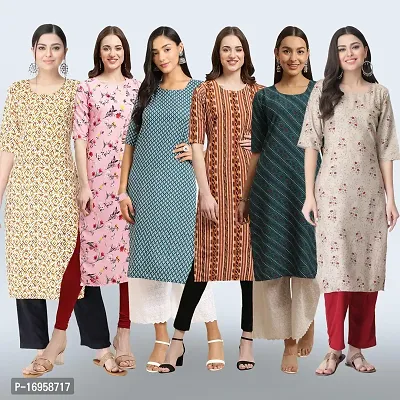 Women Stylish Crepe Printed Straight Kurta Combo