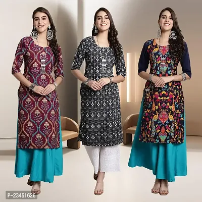 Fancy Rayon Kurtis For Women Pack Of 3-thumb0