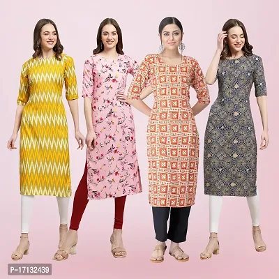 Women Stylish Crepe Printed Straight Kurta