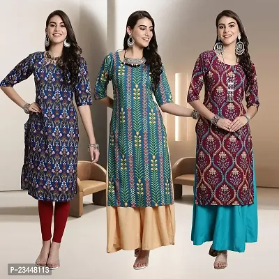 Fancy Rayon Kurtis For Women Pack Of 3-thumb0