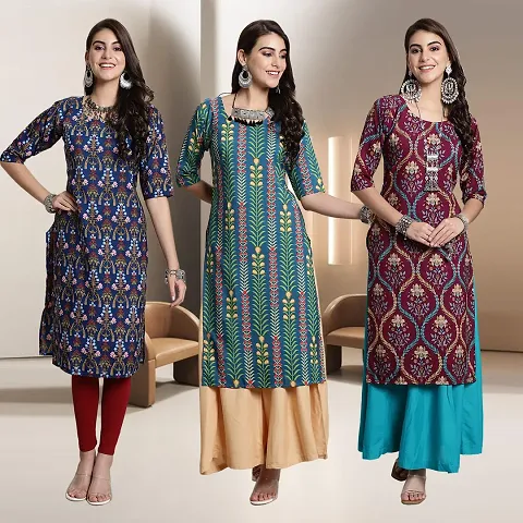 Fancy Rayon Kurtis For Women Pack Of 3