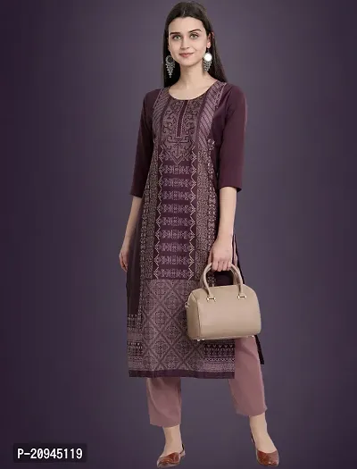 Fancy Brown Crepe Printed Kurta For Women-thumb0