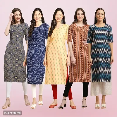 Women Stylish Crepe Printed Straight Kurta