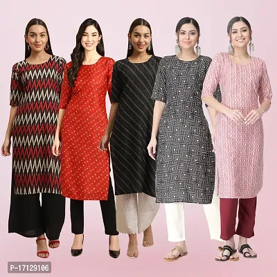 Women Stylish Crepe Printed Straight Kurta