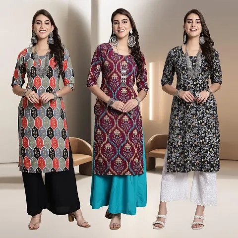 Fancy Rayon Kurtis For Women Pack Of 3