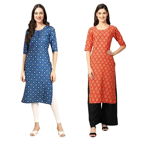 Stylish Crepe Printed Kurti - Pack of 2