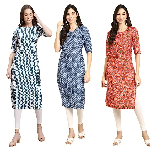 Trendy Crepe Printed Kurti - Pack of 3