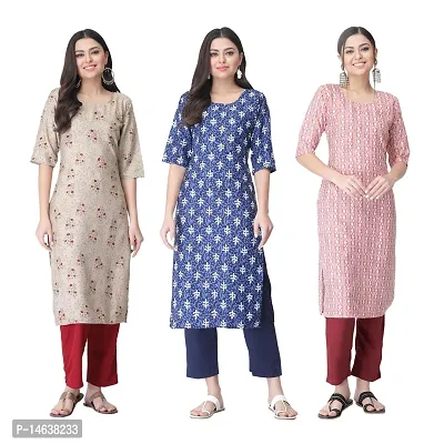 New Crepe Combo Printed Kurtis For Women Pack Of 3