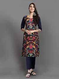 Stylish Crepe Printed Straight Kurta With Pant Set For Women-thumb1