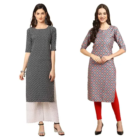 Stylish Crepe Printed Kurti - Pack of 2