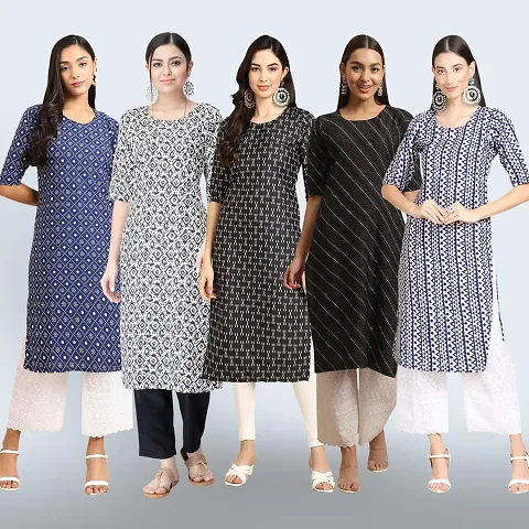 Women Stylish Crepe Printed Staright Kurta