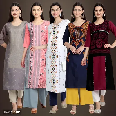 Fancy Crepe Kurtis For Women Pack Of 5-thumb0