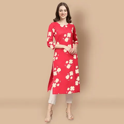 Stylish Crepe Printed Straight Kurtis