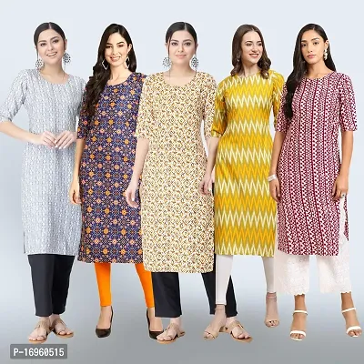 Women Stylish Crepe Printed Staright Kurta